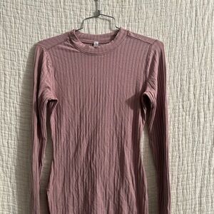 Free people  Mauve Ribbed Long Sleeve Top